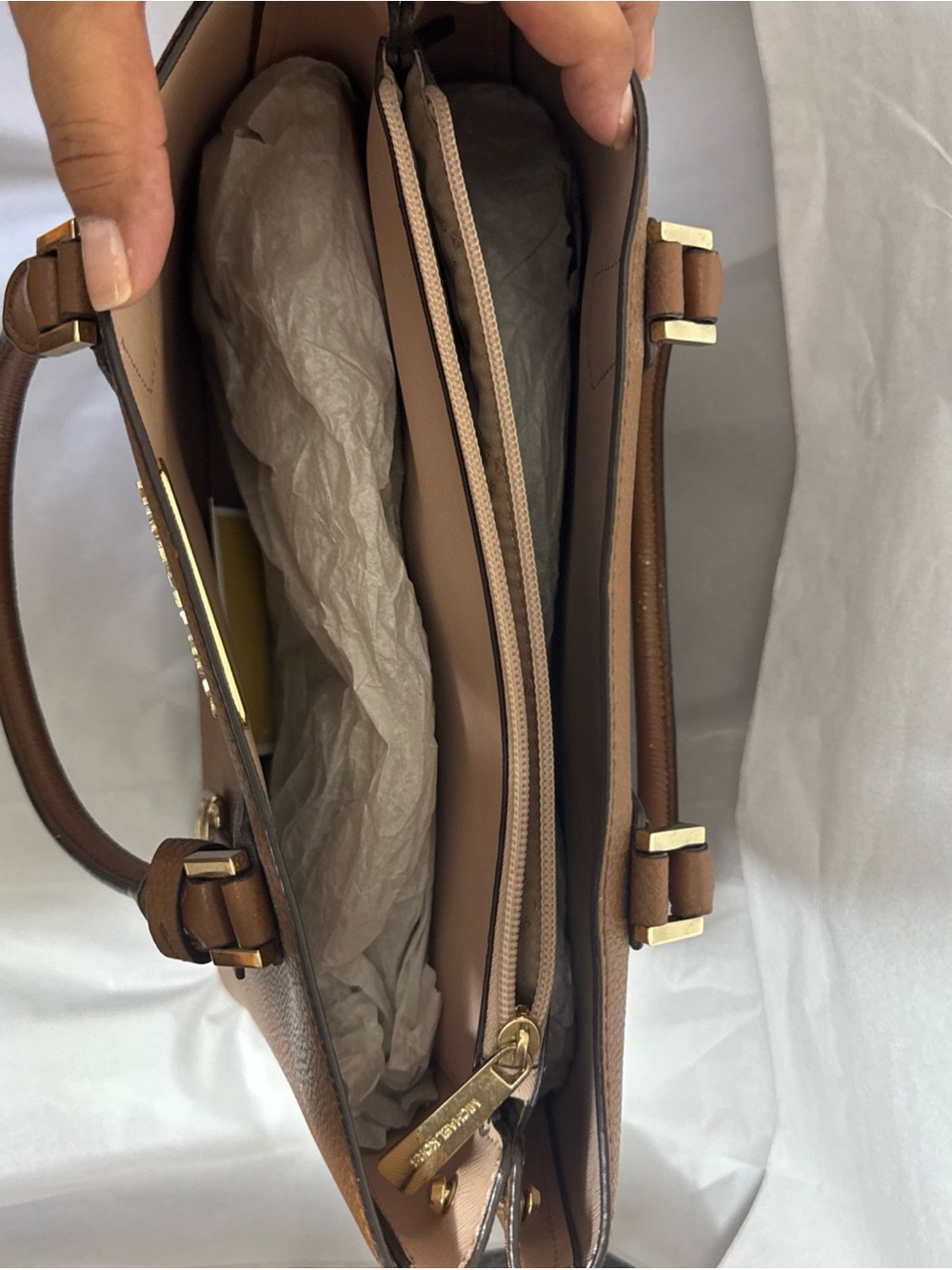 Michael Kors Saddle Brown Pebbled Leather Tote - Picture 5 of 8